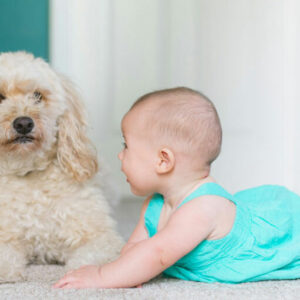 Baby Girl and Her Puppy - Image